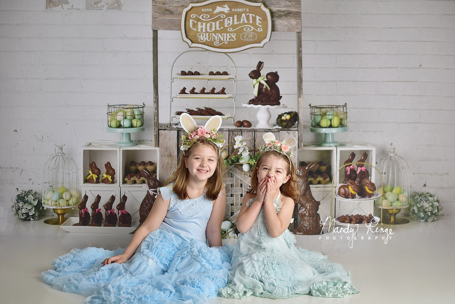 Kate Lapins en chocolat Pâques Oeufs Toile de fond conçue par Mandy Ringe Photography