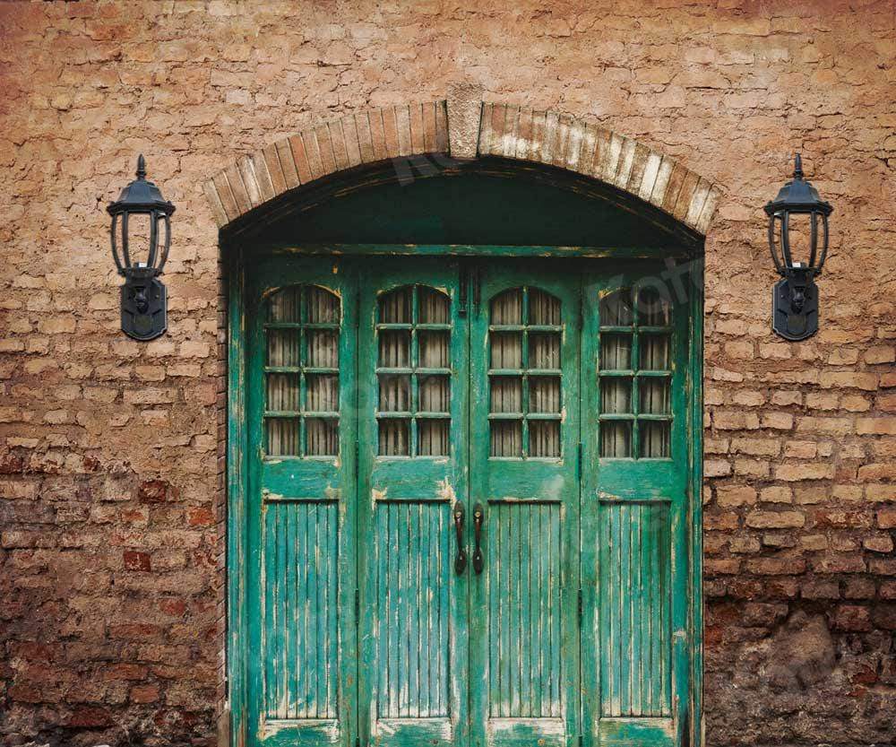 Kate Porte bleue Mur de briques Toile de fond pour la photographie - Kate Backdrop FR