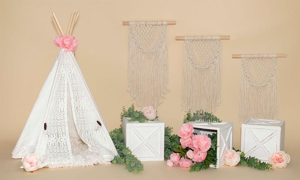 Kate fête des mères tente fleurs Boho fond design: Valerie Miranda