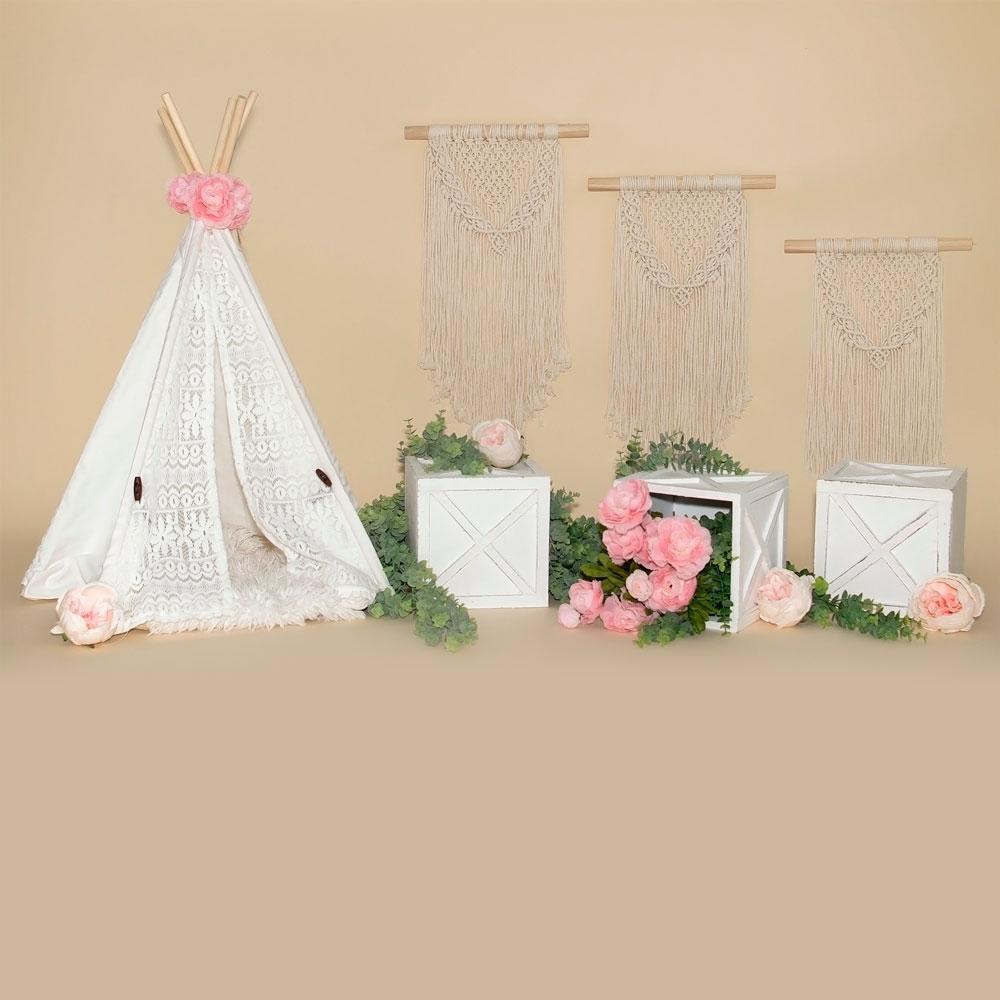 Kate fête des mères tente fleurs Boho fond design: Valerie Miranda