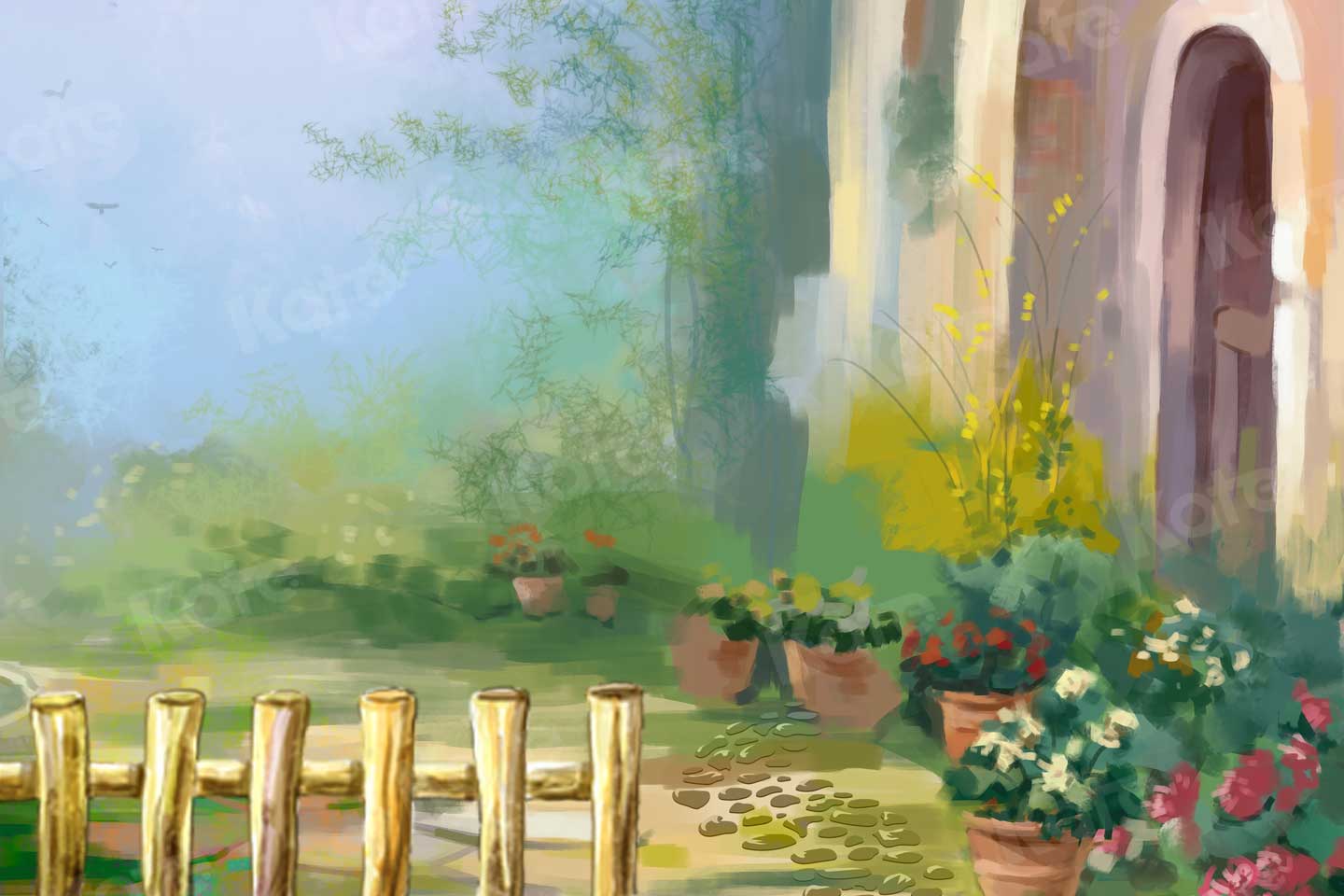Kate Toile de fond de Jardin d'été de peinture à l'huile backdrop pour studio de photographe