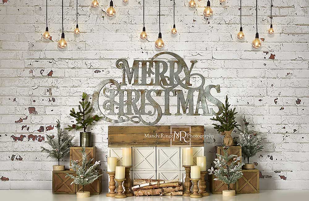 Kate Cheminée Mur de briques Noël Toile de fond conçue par Mandy Ringe Photographie