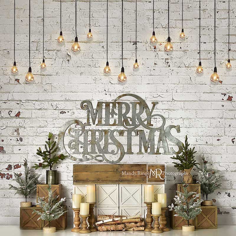 Kate Cheminée Mur de briques Noël Toile de fond conçue par Mandy Ringe Photographie