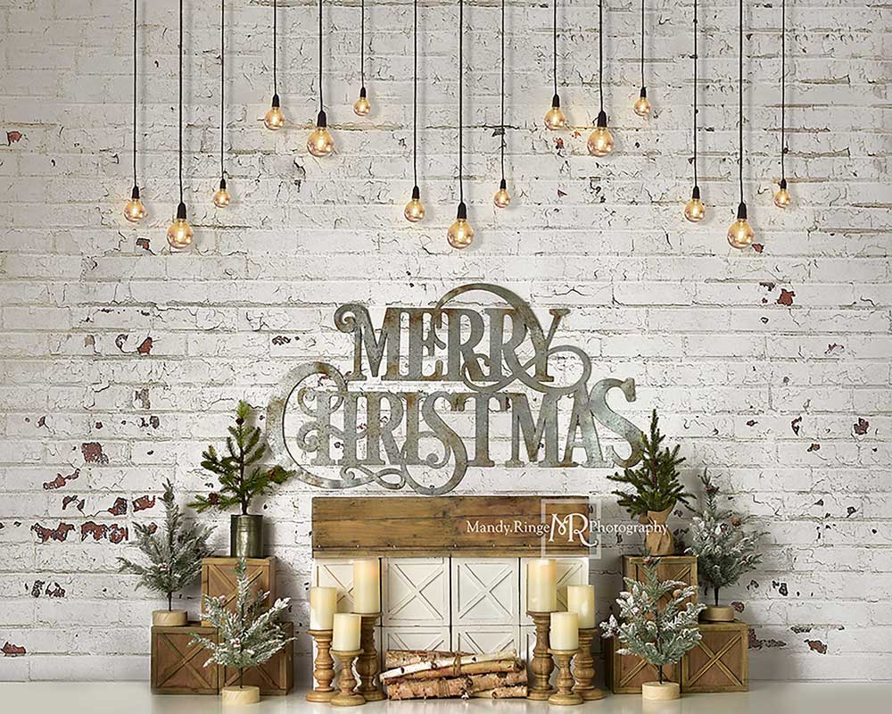 Kate Cheminée Mur de briques Noël Toile de fond conçue par Mandy Ringe Photographie