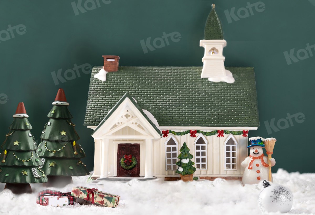 Kate Hiver Maison Noël Neige Toile de fond pour la photographie