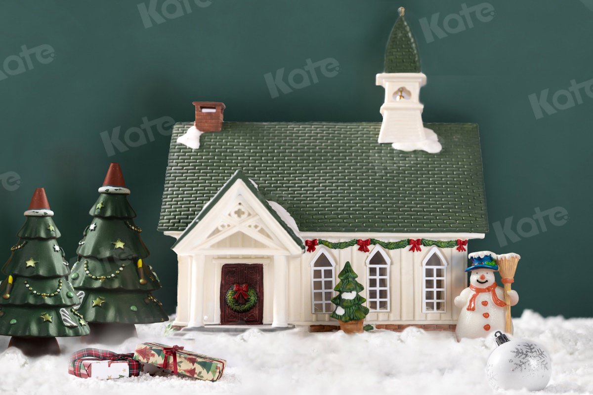 Kate Hiver Maison Noël Neige Toile de fond pour la photographie