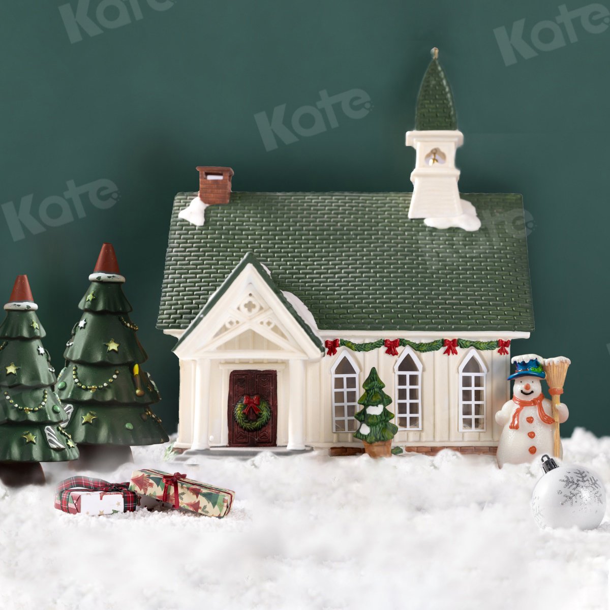 Kate Hiver Maison Noël Neige Toile de fond pour la photographie