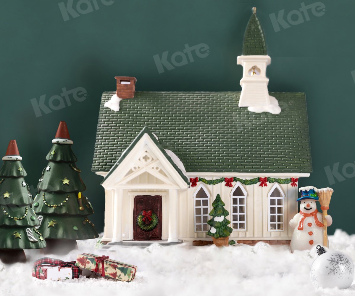 Kate Hiver Maison Noël Neige Toile de fond pour la photographie