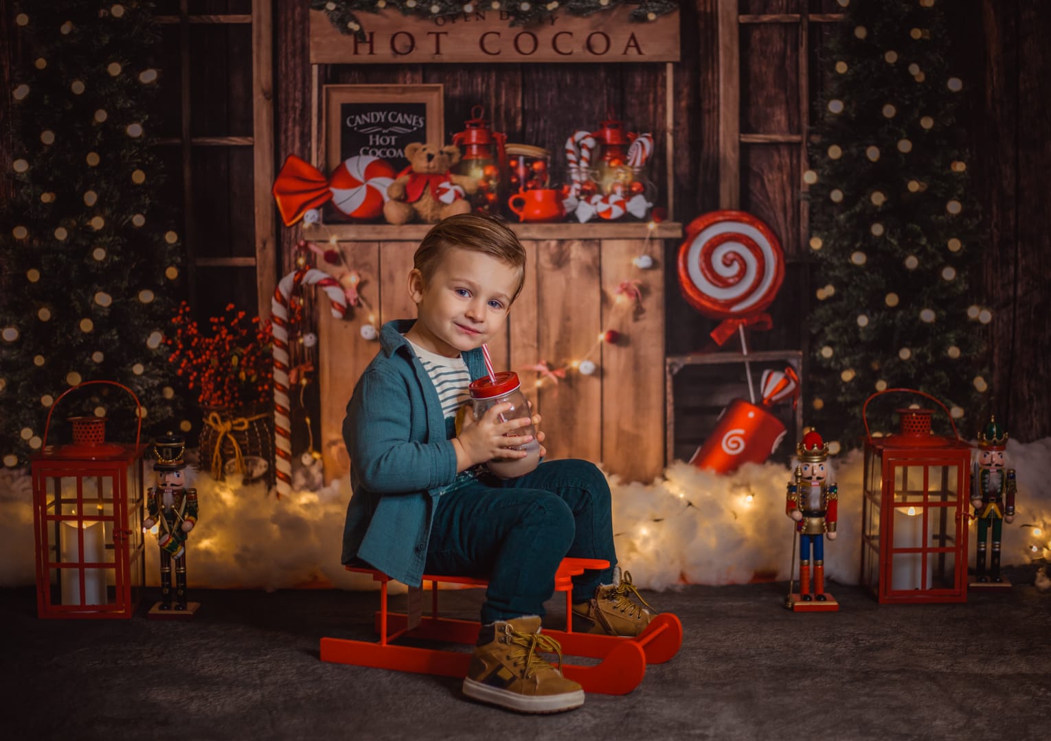 Kate Sapin de Noël Cacao chaud Hiver Toile de fond conçu par Emetselch - Kate Backdrop FR