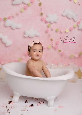 Kate Étoiles dorées Nuage Rose Cake Smash Toile de fond Conçu par Melissa King - Kate Backdrop FR