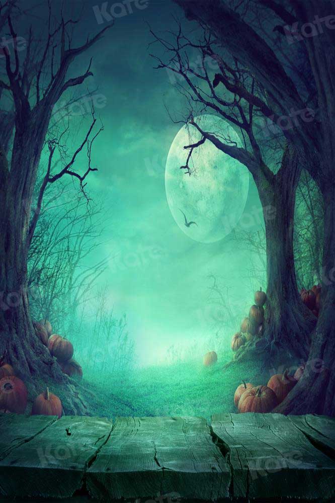 Kate Photography Fantastic Halloween Backdrops Forest Night Moon - Katebackdrop