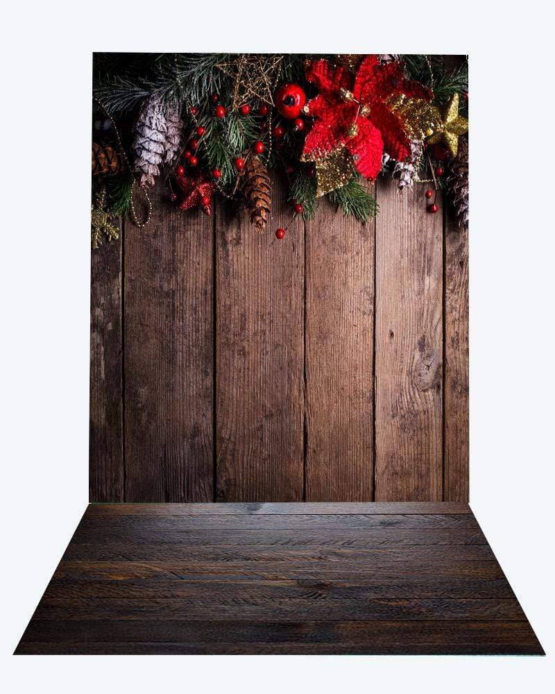 Katebackdrop隆锚oKate Christmas dark wood backdrop + wood floor mat