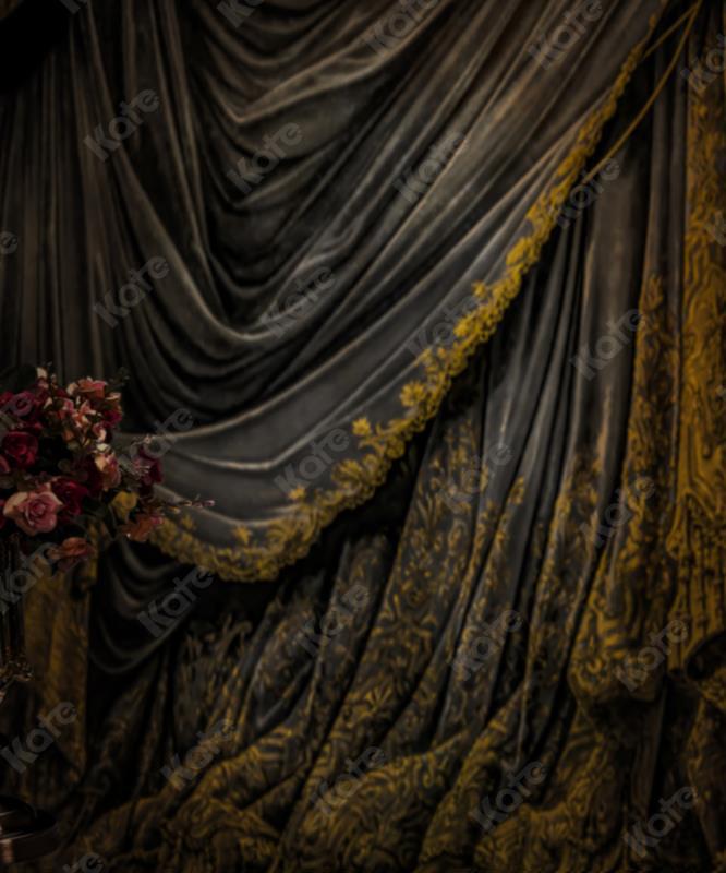 Kate Rideau Vintage Couleur sombre Porte Toile de fond conçue par Marina Smith - Kate Backdrop FR