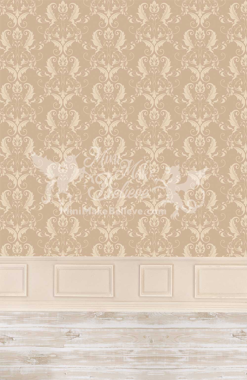 Kate Beige Classique Damassé Mur orné Vintage Mariage Toile de fond conçue par Kate Image