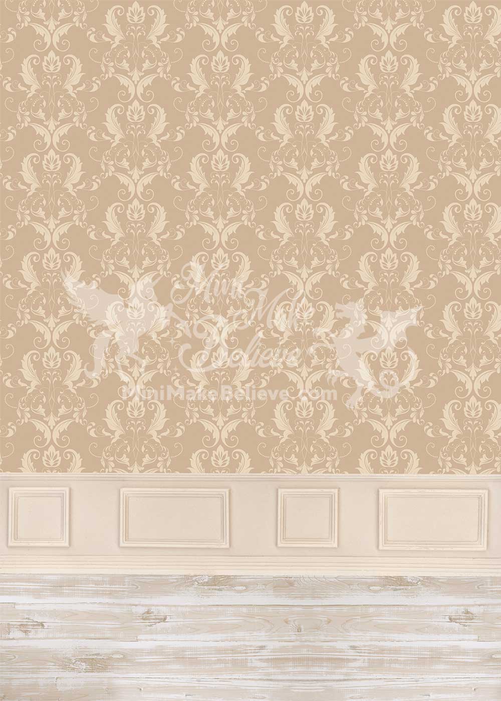 Kate Beige Classique Damassé Mur orné Vintage Mariage Toile de fond conçue par Kate Image