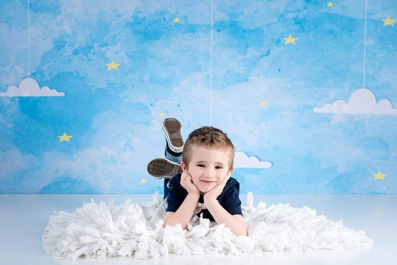 Katebackdrop£ºKate Blue Sky and Clouds Children Backdrop for Photography Designed by Amanda Moffatt