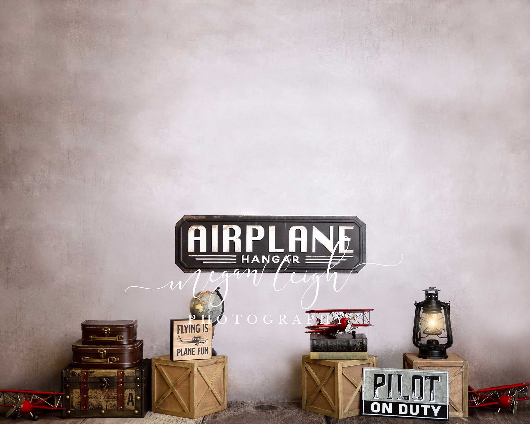 Kate Hangar à avions Valises Enfant Toile de fond conçue par Megan Leigh - Kate Backdrop FR