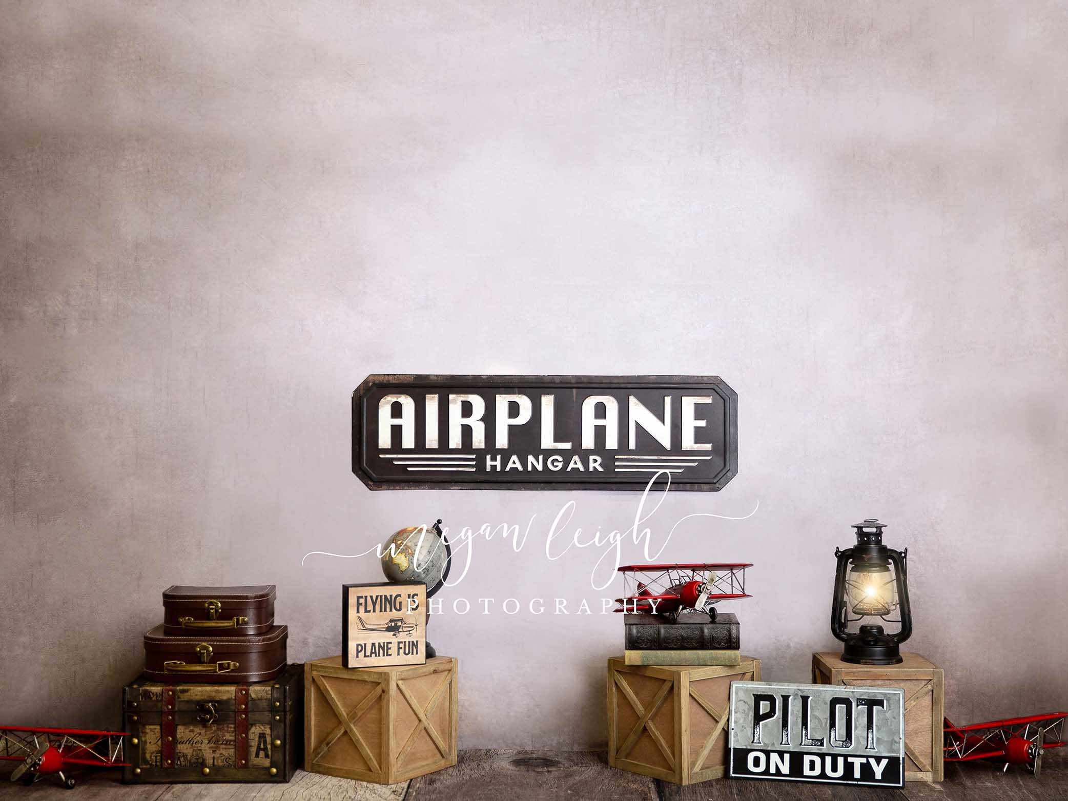 Kate Hangar à avions Valises Enfant Toile de fond conçue par Megan Leigh - Kate Backdrop FR