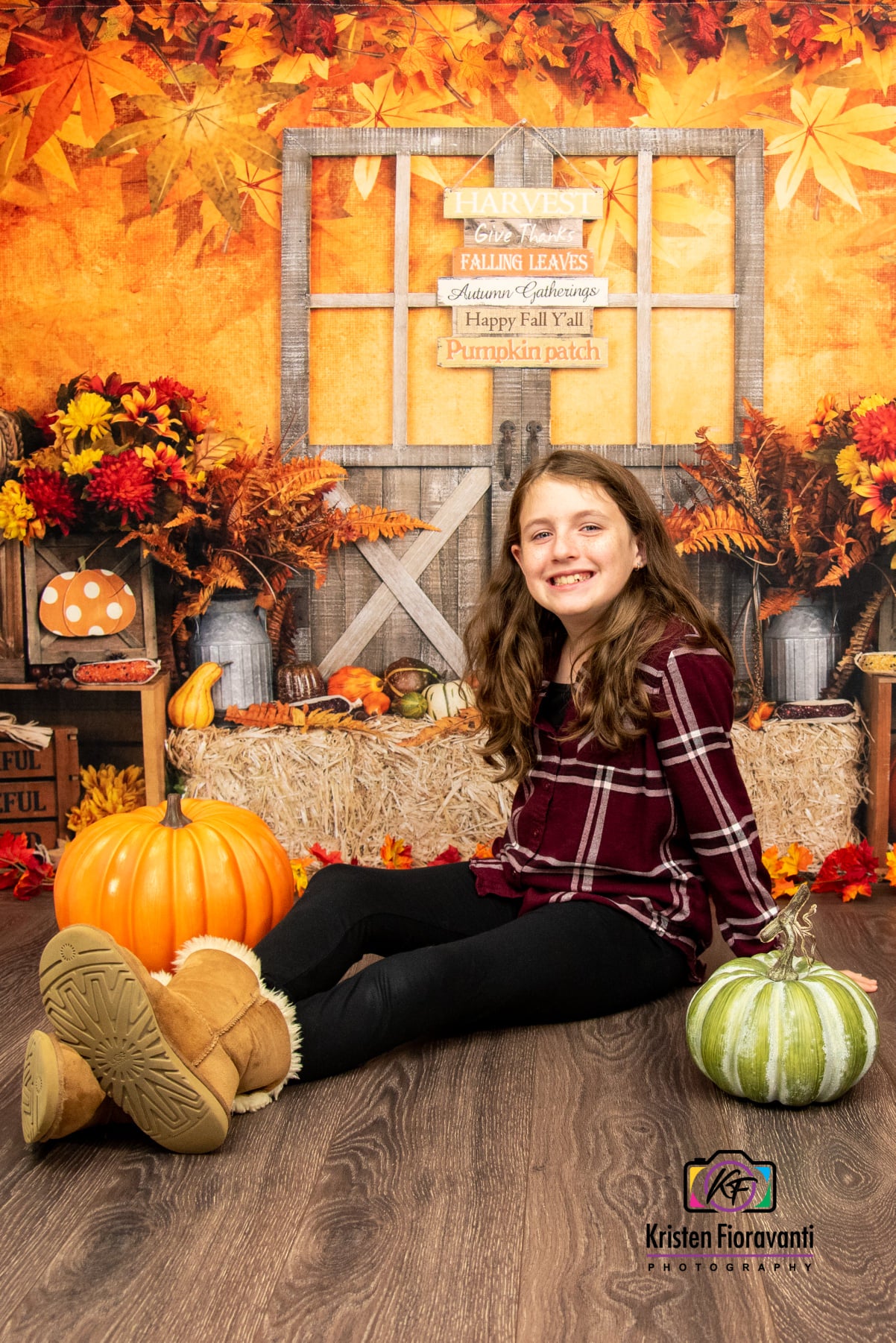 Kate Feuilles Automne Action de grâces Citrouilles Toile de fond pour la photographie - Kate Backdrop FR
