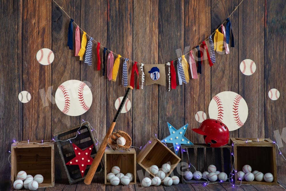Kate Fond de lanterne de baseball Grain de bois profond conçu par Emetselch - Kate Backdrop FR