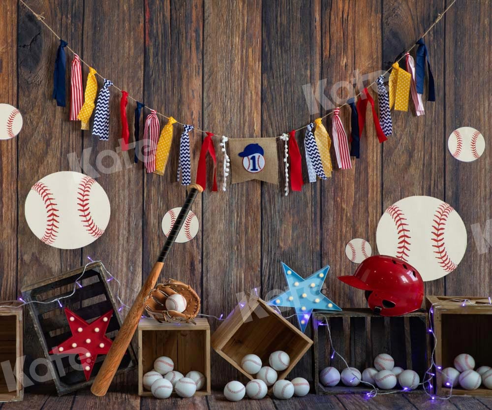 Kate Fond de lanterne de baseball Grain de bois profond conçu par Emetselch - Kate Backdrop FR