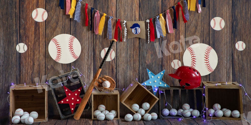 Kate Fond de lanterne de baseball Grain de bois profond conçu par Emetselch - Kate Backdrop FR