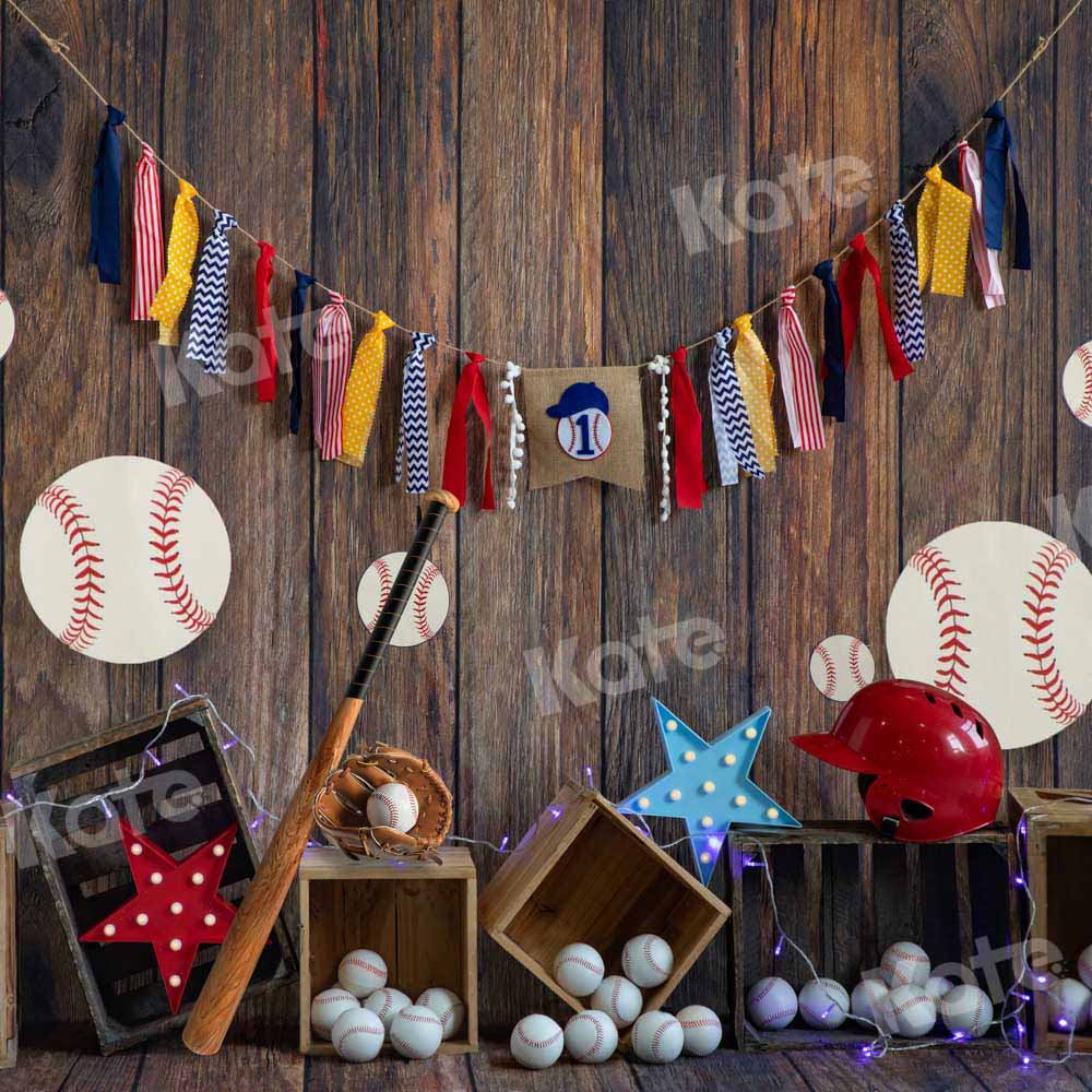 Kate Fond de lanterne de baseball Grain de bois profond conçu par Emetselch - Kate Backdrop FR