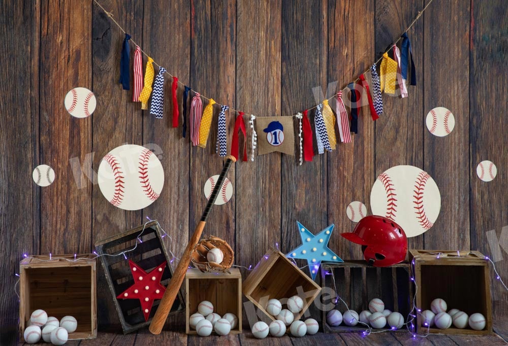Kate Fond de lanterne de baseball Grain de bois profond conçu par Emetselch - Kate Backdrop FR