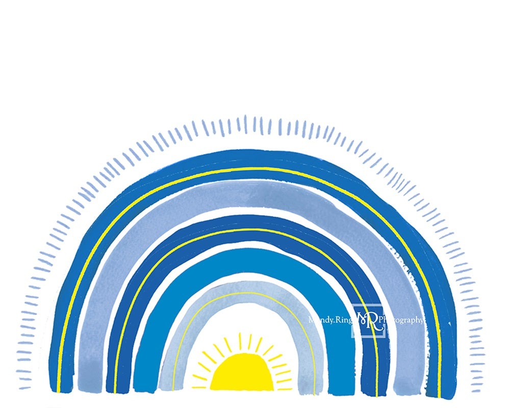 Kate Arc-en-ciel Bleu Cake smash Toile de fond conçue par Mandy Ringe - Kate Backdrop FR