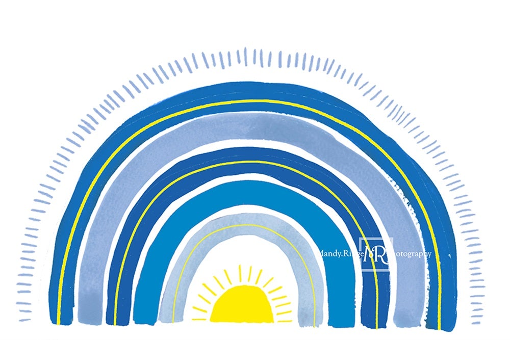 Kate Arc-en-ciel Bleu Cake smash Toile de fond conçue par Mandy Ringe - Kate Backdrop FR