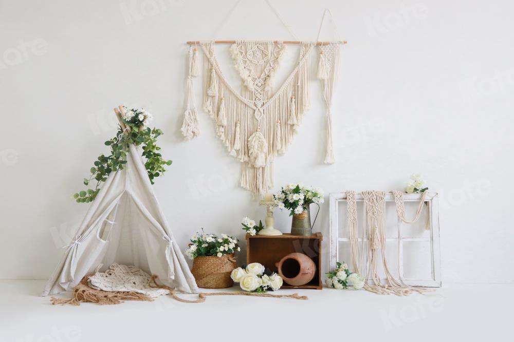 Kate Tente Boho Blanc Simplicité Toile de fond pour la photographie - Kate Backdrop FR