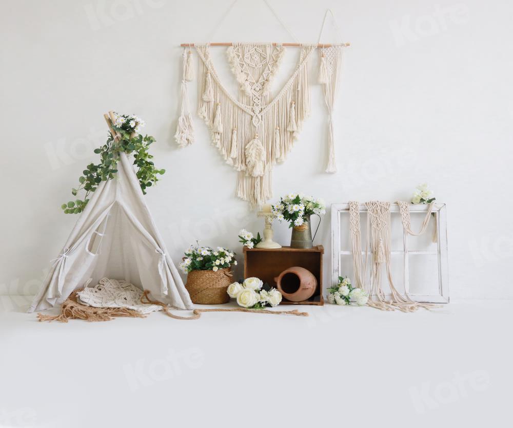 Kate Tente Boho Blanc Simplicité Toile de fond pour la photographie - Kate Backdrop FR