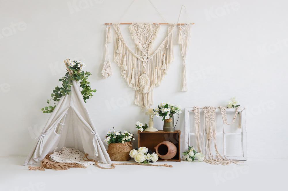 Kate Tente Boho Blanc Simplicité Toile de fond pour la photographie - Kate Backdrop FR