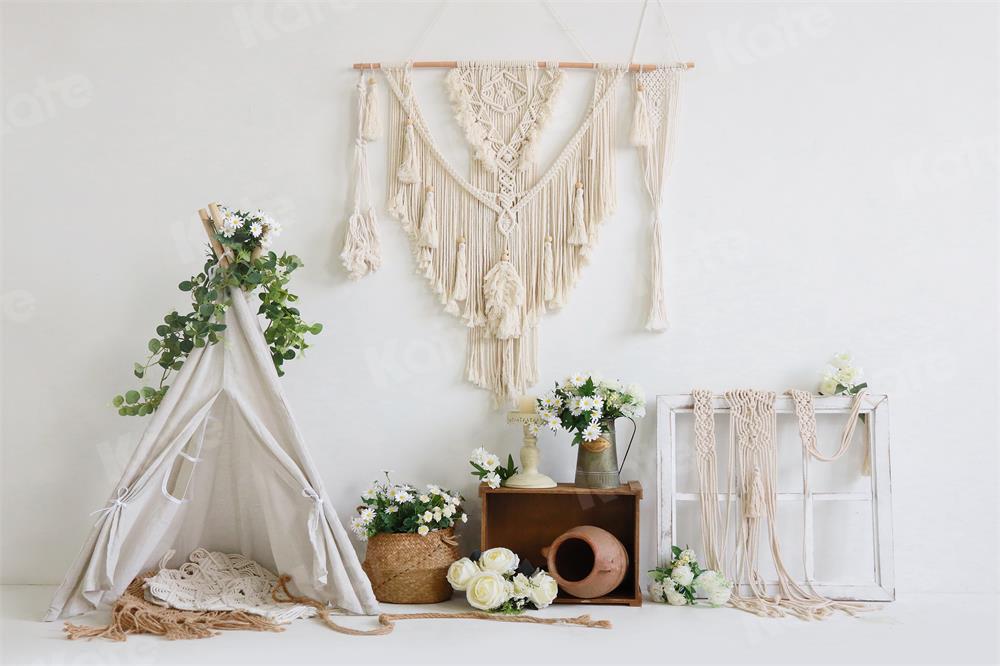 Kate Tente Boho Blanc Simplicité Toile de fond pour la photographie - Kate Backdrop FR