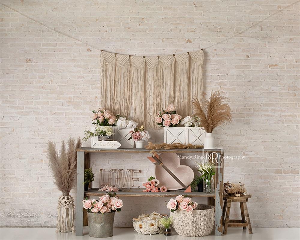 Kate Saint-Valentin Boho Doux Roses Toile de fond conçue par Mandy Ringe - Kate Backdrop FR