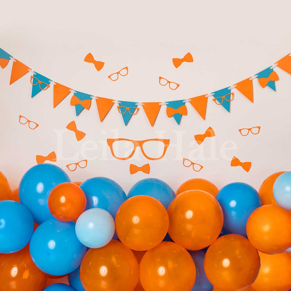 Kate Ballons Jaune & Bleu Cake Smash Nerd Toile de fond conçu par Leila Hale - Kate Backdrop FR