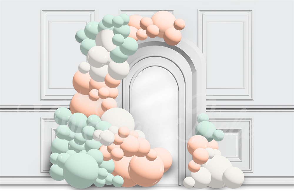 Kate Arche de ballon Dessin animé Anniversaire Toile de fond conçu par Mini MakeBelieve - Kate Backdrop FR