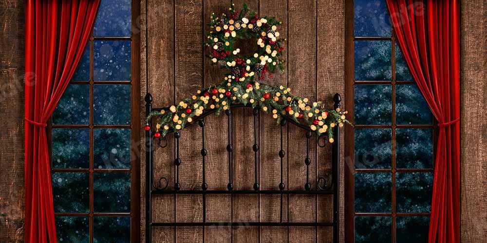 Kate Couronne Hiver Planche de bois Noël Toile de fond conçue par Emetselch - Kate Backdrop FR