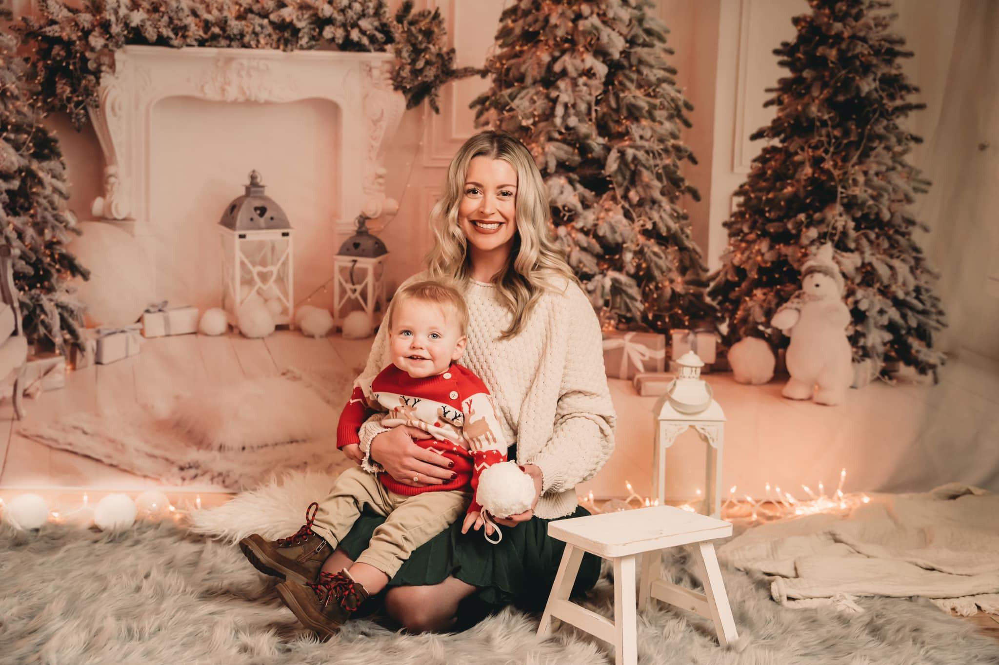 Kate Ours Sapin de Noël Arbre Cheminée Blanc Toile de fond pour la photographie - Kate Backdrop FR