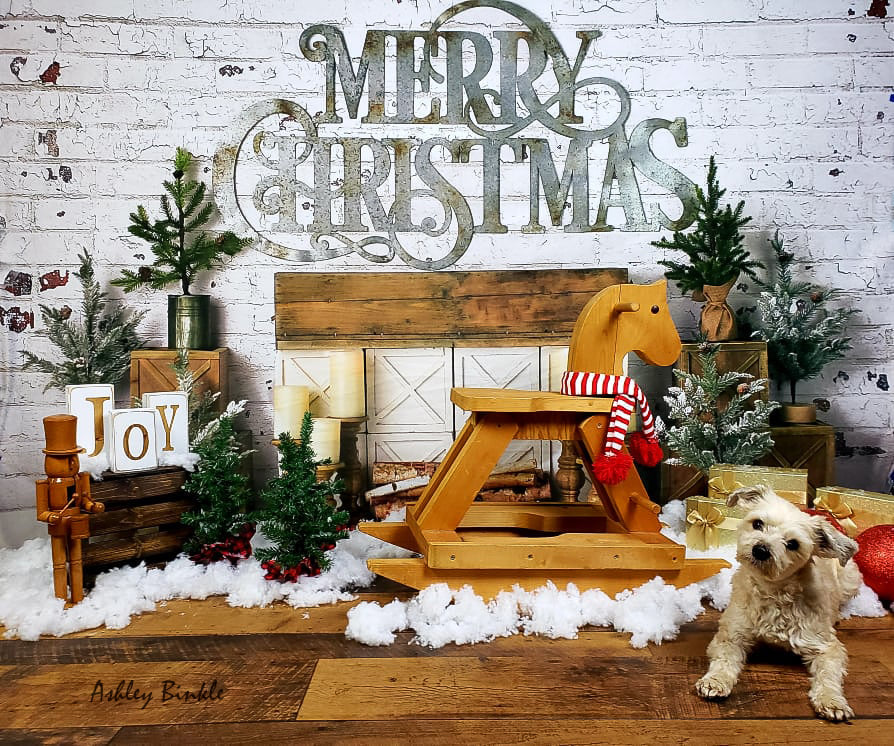 Kate Cheminée Mur de briques Noël Toile de fond conçue par Mandy Ringe Photographie
