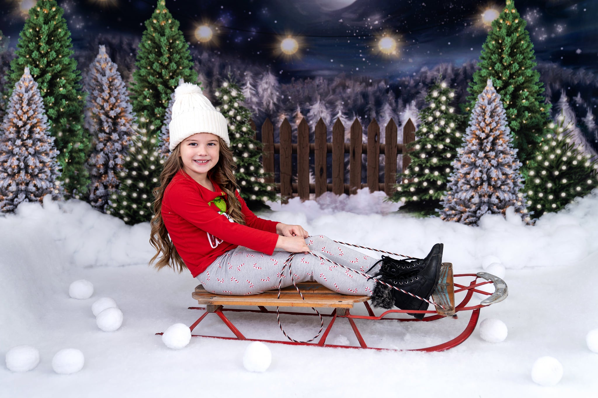 Kate Ferme de pins Nuit Noël Lune Toile de fond conçue par Jerry_Sina - Kate Backdrop FR