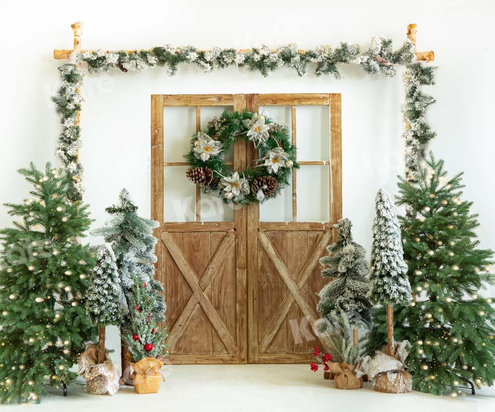 Kate Grange Sapin de Noël Porte en bois Toile de fond conçu par Emetselch - Kate Backdrop FR