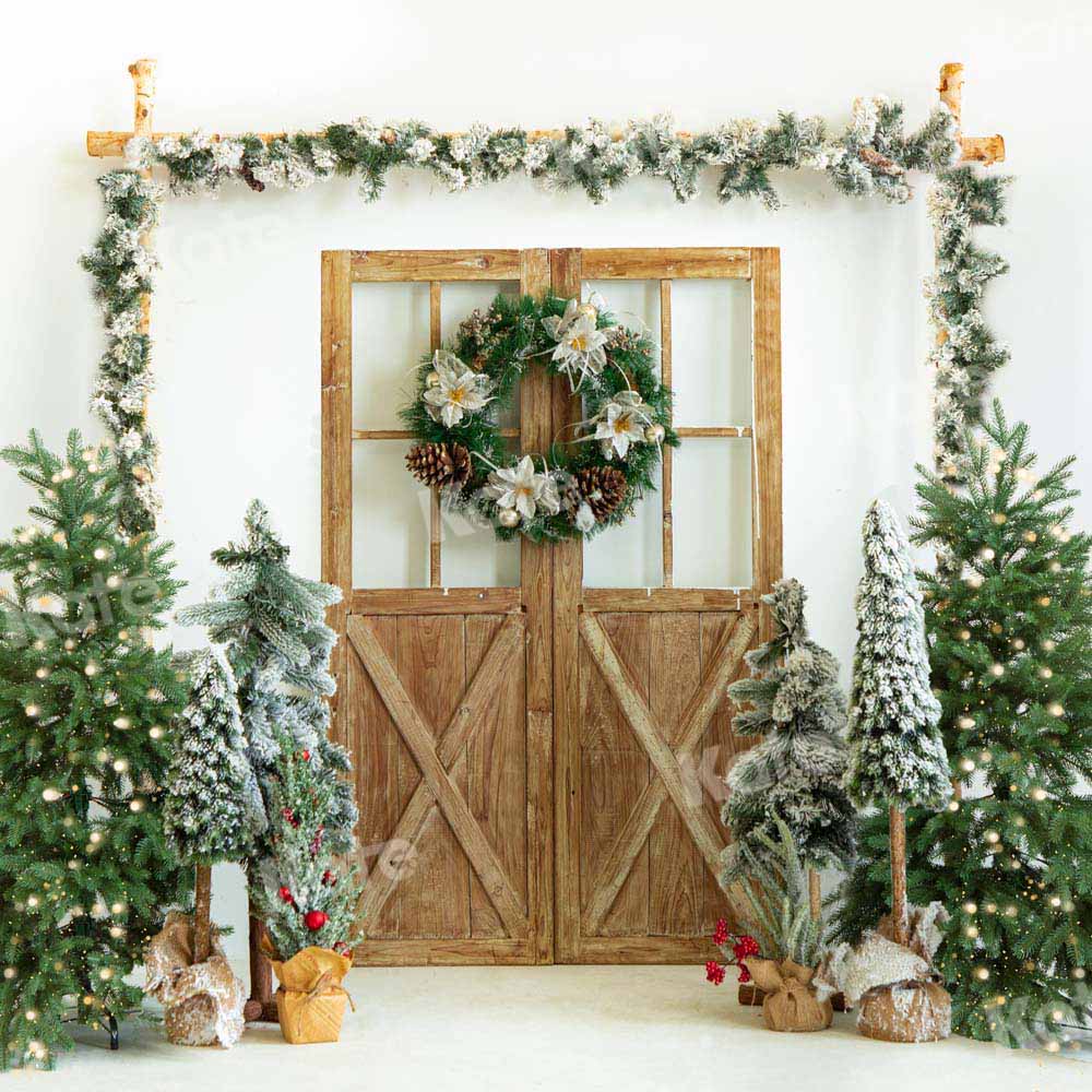 Kate Grange Sapin de Noël Porte en bois Toile de fond conçu par Emetselch - Kate Backdrop FR