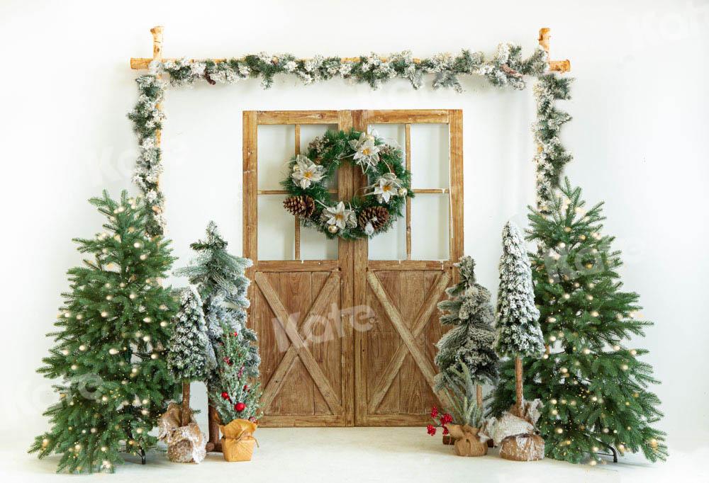 Kate Grange Sapin de Noël Porte en bois Toile de fond conçu par Emetselch - Kate Backdrop FR