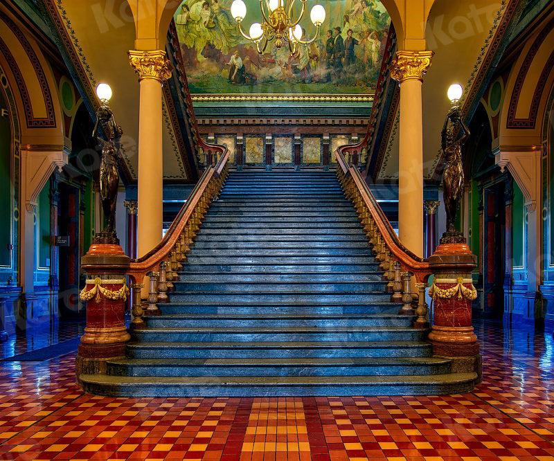 Kate Bâtiment Classique Grand escalier Toile de fond pour la photographie - Kate Backdrop FR