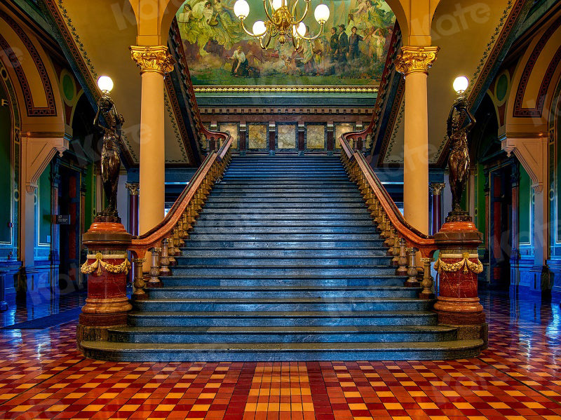 Kate Bâtiment Classique Grand escalier Toile de fond pour la photographie - Kate Backdrop FR