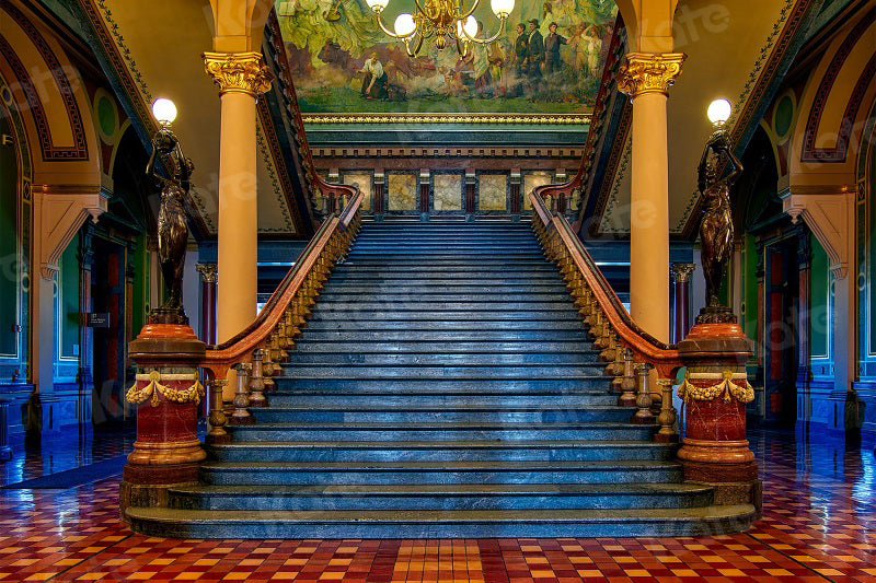 Kate Bâtiment Classique Grand escalier Toile de fond pour la photographie - Kate Backdrop FR