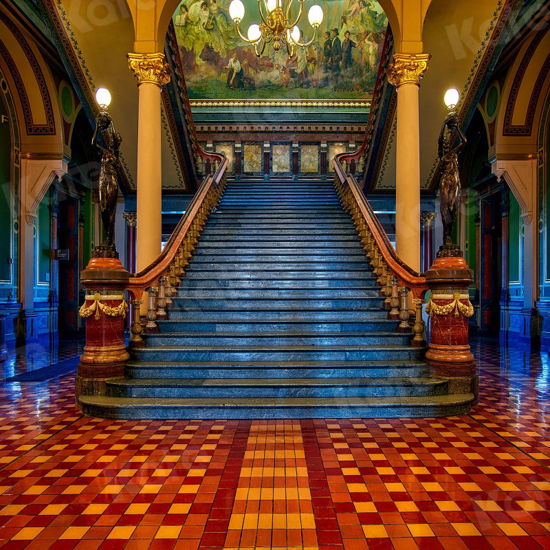 Kate Bâtiment Classique Grand escalier Toile de fond pour la photographie - Kate Backdrop FR