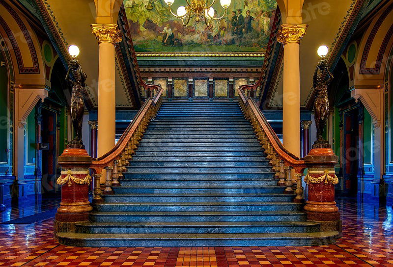 Kate Bâtiment Classique Grand escalier Toile de fond pour la photographie - Kate Backdrop FR