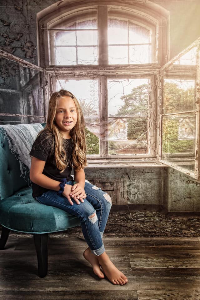 Kate Rétro Bâtiment Intérieur Gris Bleu Fenêtre Toile de fond pour la photographie - Kate Backdrop FR